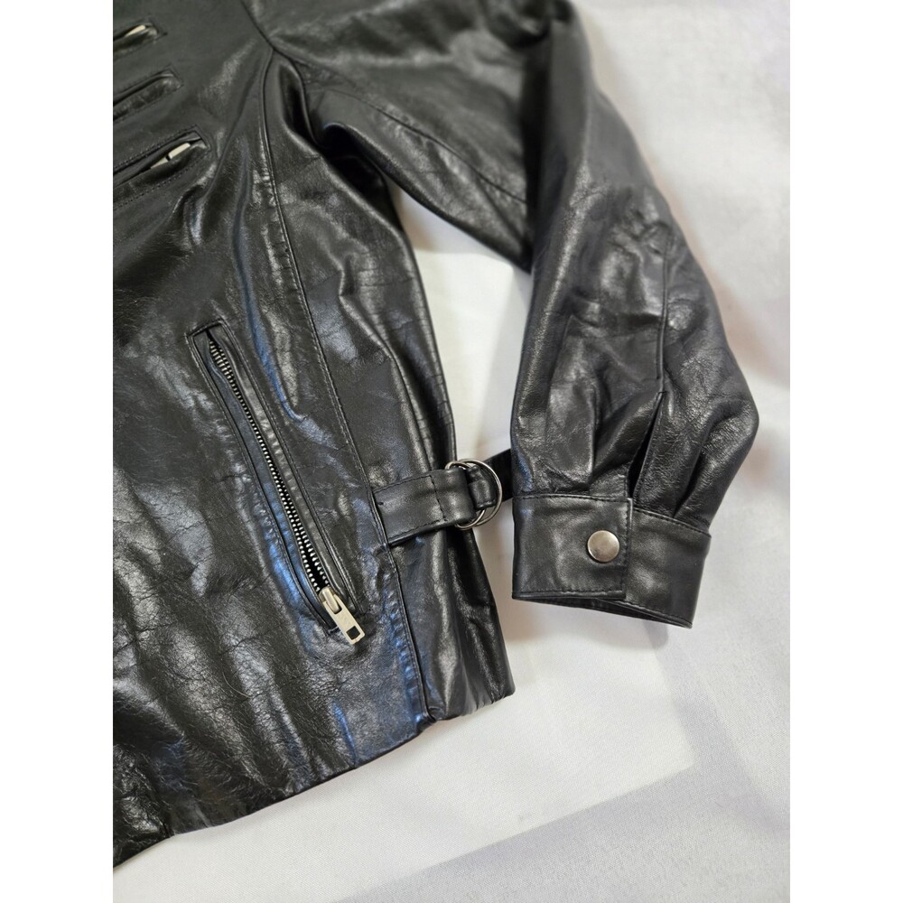 Vintage Chessking Black Leather Jacket Mens Size 42 satin lining - Picture 3 of 9